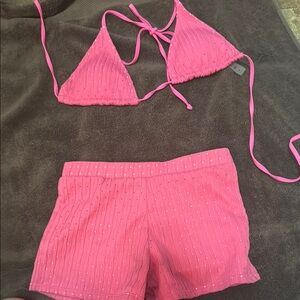 Pink Bikini Set with Shorts